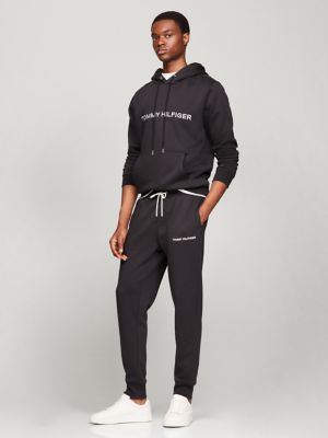 Embroidered Logo Fleece Sweatpant, Black