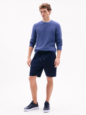 Structured Crewneck Sweater, Faded Indigo
