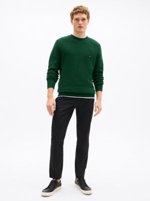 Structured Crewneck Sweater, Hunter Green