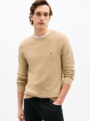 Structured Crewneck Sweater, Classic Khaki