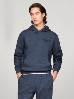Embroidered Monotype Mouline Hoodie, Blue Heather