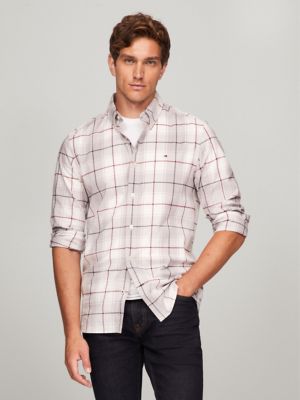 Regular Fit Plaid Poplin Shirt, Grey