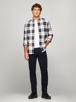 Regular Fit Plaid Print All-Day Shirt, Navy