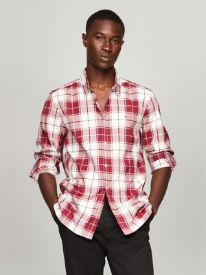 Regular Fit Plaid Print All-Day Shirt, Rouge