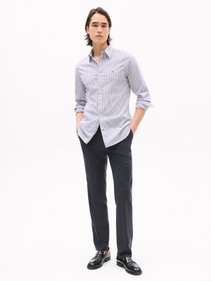 Slim Fit Striped Print All-Day Shirt, Navy Stripe
