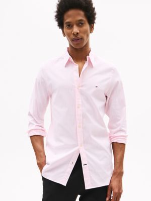 Slim Fit Stripe Stretch Poplin Shirt, Classic Pink Stripe