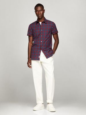 Regular Fit Plaid Print All-Day Shirt, Rouge/Blue Multi