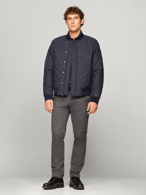 Quilted Wool-Blend Bomber Jacket, Navy