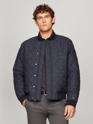 Quilted Wool-Blend Bomber Jacket, Navy