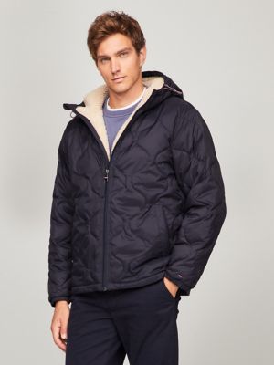 Puffer coat with sherpa lining online