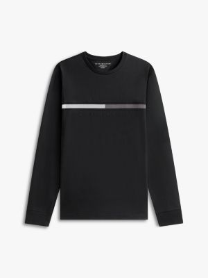 Мужская футболка Tommy Hilfiger Long-Sleeve Tonal Flag Logo, цвет: Чёрный — фото 5