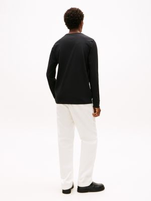 Мужская футболка Tommy Hilfiger Long-Sleeve Tonal Flag Logo, цвет: Чёрный — фото 4