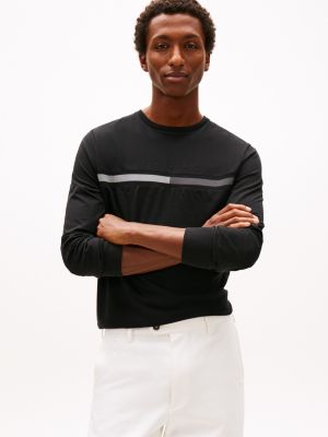 Long-Sleeve Tonal Flag Logo T-Shirt, Black