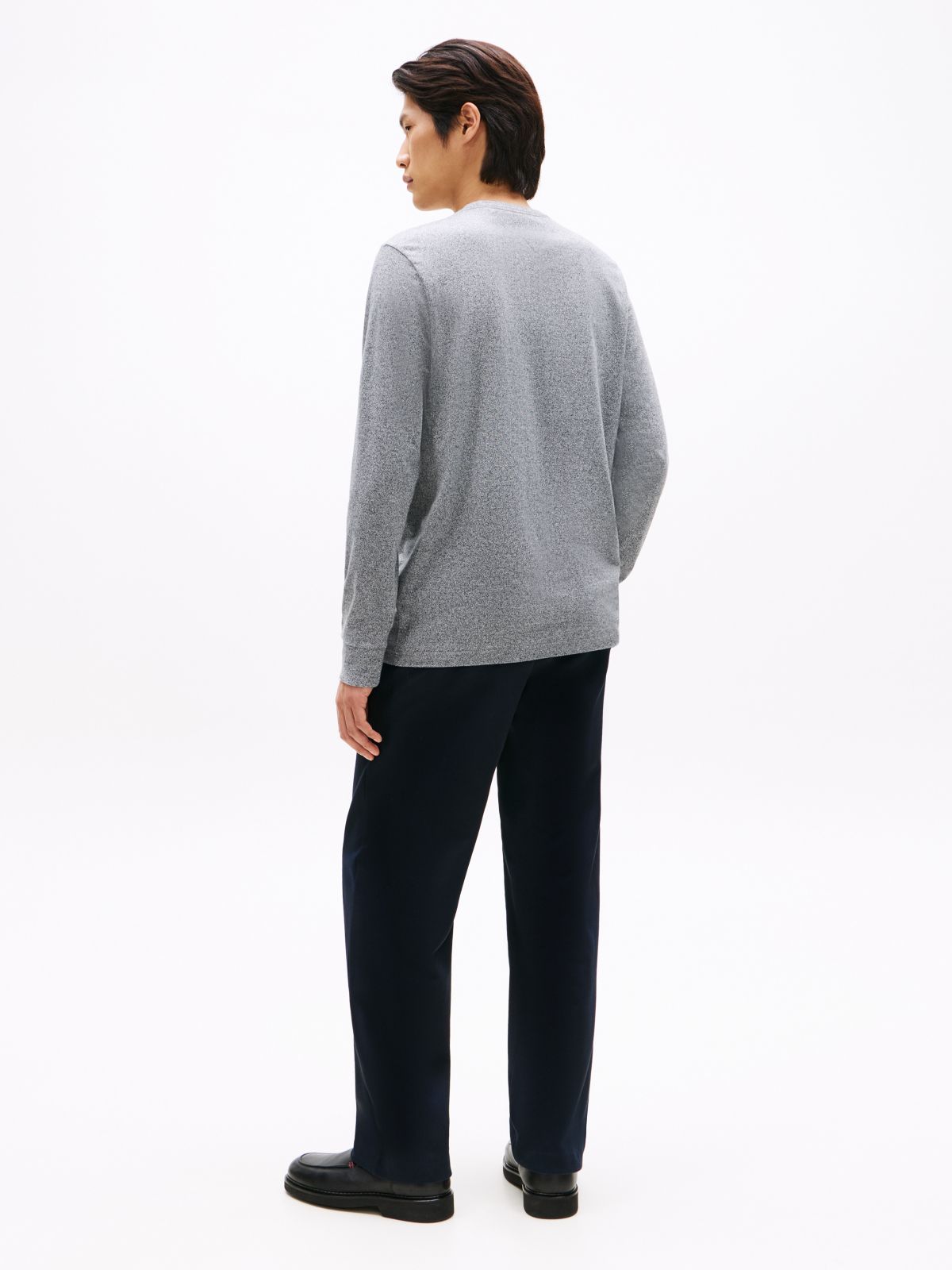 Long-Sleeve Tonal Flag Logo T-Shirt — Grey Heather