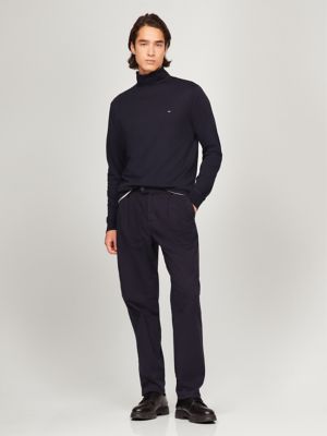 Long-Sleeve Interlock Turtleneck, Navy