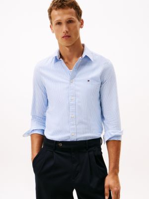 Slim Fit Stretch Stripe Oxford Shirt, Copenhagen Blue/Optic White Stripe