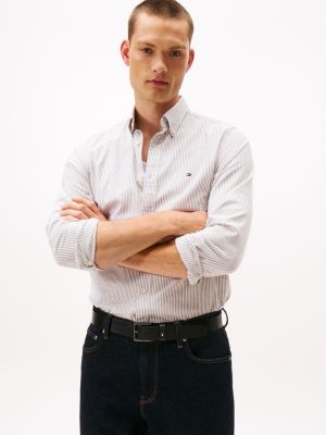 Slim Fit Stretch Stripe Oxford Shirt, Utility Olive Stripe