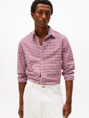 Slim Fit Stretch Gingham Oxford Shirt, Rouge