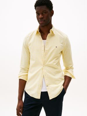 Slim Fit Stretch Gingham Oxford Shirt, Citronella/Optic White