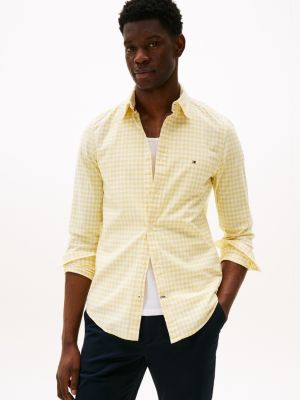 Slim Fit Stretch Gingham Oxford Shirt, Citronella/Optic White