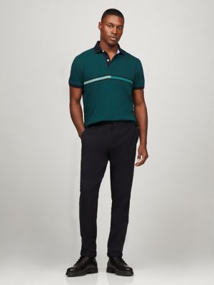 Regular Fit Tonal Tommy Stripe Polo, Cypress Green