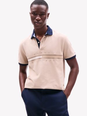 Regular Fit Tonal Tommy Stripe Polo, Beige