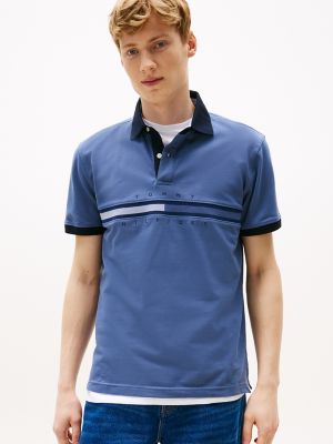 Regular Fit Tonal Tommy Stripe Polo, Bank Blue