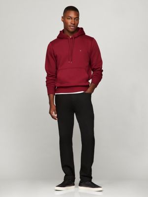 Solid Fleece Hoodie, Rouge