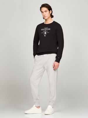 Embroidered Crest Logo Sweater, Black