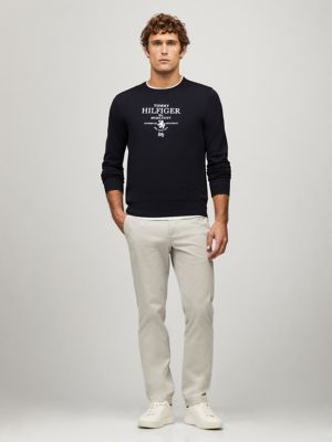 Embroidered Crest Logo Sweater, Navy