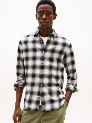 Regular Fit Shadow Check Brushed Shirt, Dark Sable