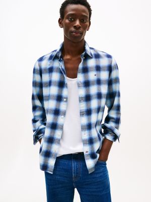 Regular Fit Shadow Check Brushed Shirt, Desert Sky