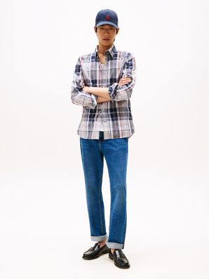 Regular Fit Plaid Print All-Day Shirt, Navy Multi