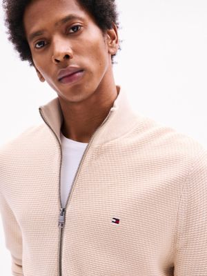 Textured Stitch Zip Mockneck Cardigan | Tommy Hilfiger