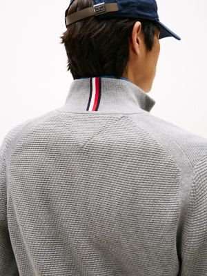 Textured Stitch Zip Mockneck Cardigan | Tommy Hilfiger