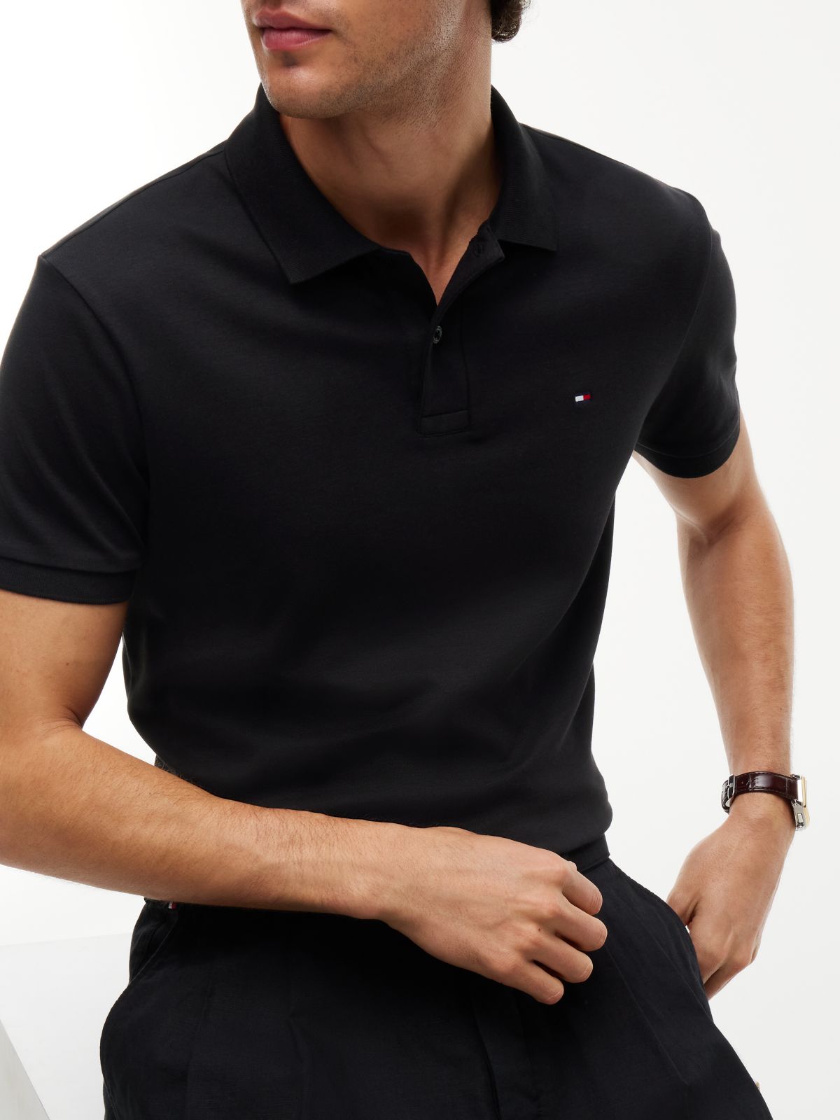 Regular Fit Smooth Cotton Polo — Black