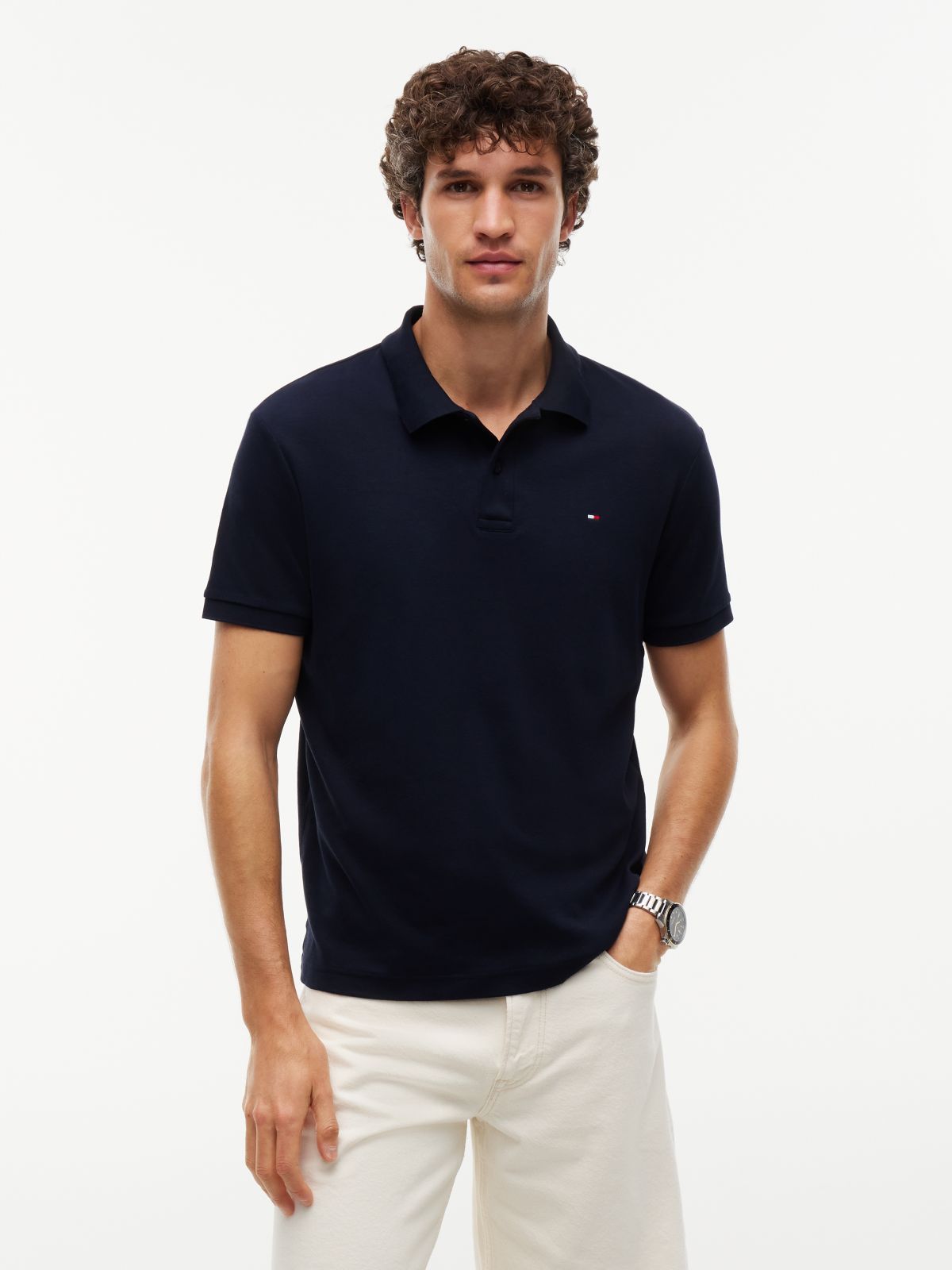 Regular Fit Smooth Cotton Polo — Navy Blue