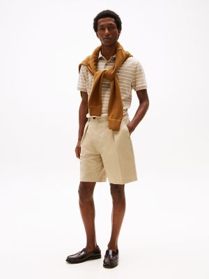 Regular Fit Stripe Cotton Polo, Beige Stripe