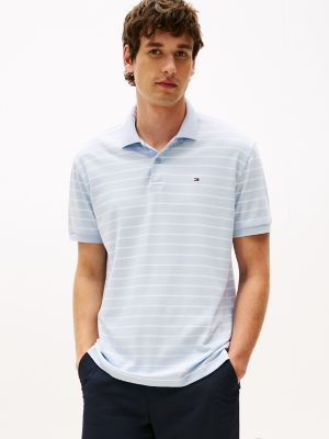 Regular Fit Stripe Cotton Polo, Breezy Blue Stripe