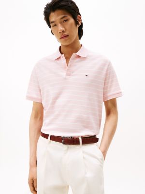Regular Fit Stripe Cotton Polo, Whimsy Pink Stripe
