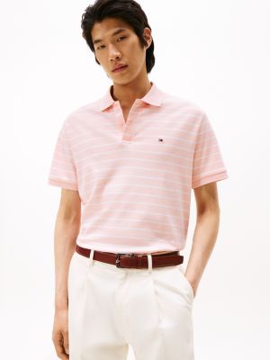 Regular Fit Stripe Cotton Polo, Whimsy Pink Stripe