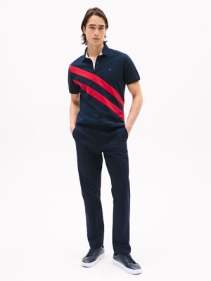Regular Fit Banner Stripe Polo, Navy