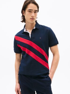 Regular Fit Banner Stripe Polo, Navy