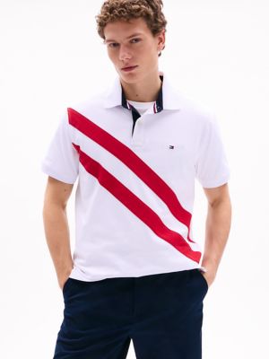 Regular Fit Banner Stripe Polo, Optic White