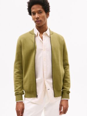 Cotton Zip Baseball Cardigan, Uniform Olive