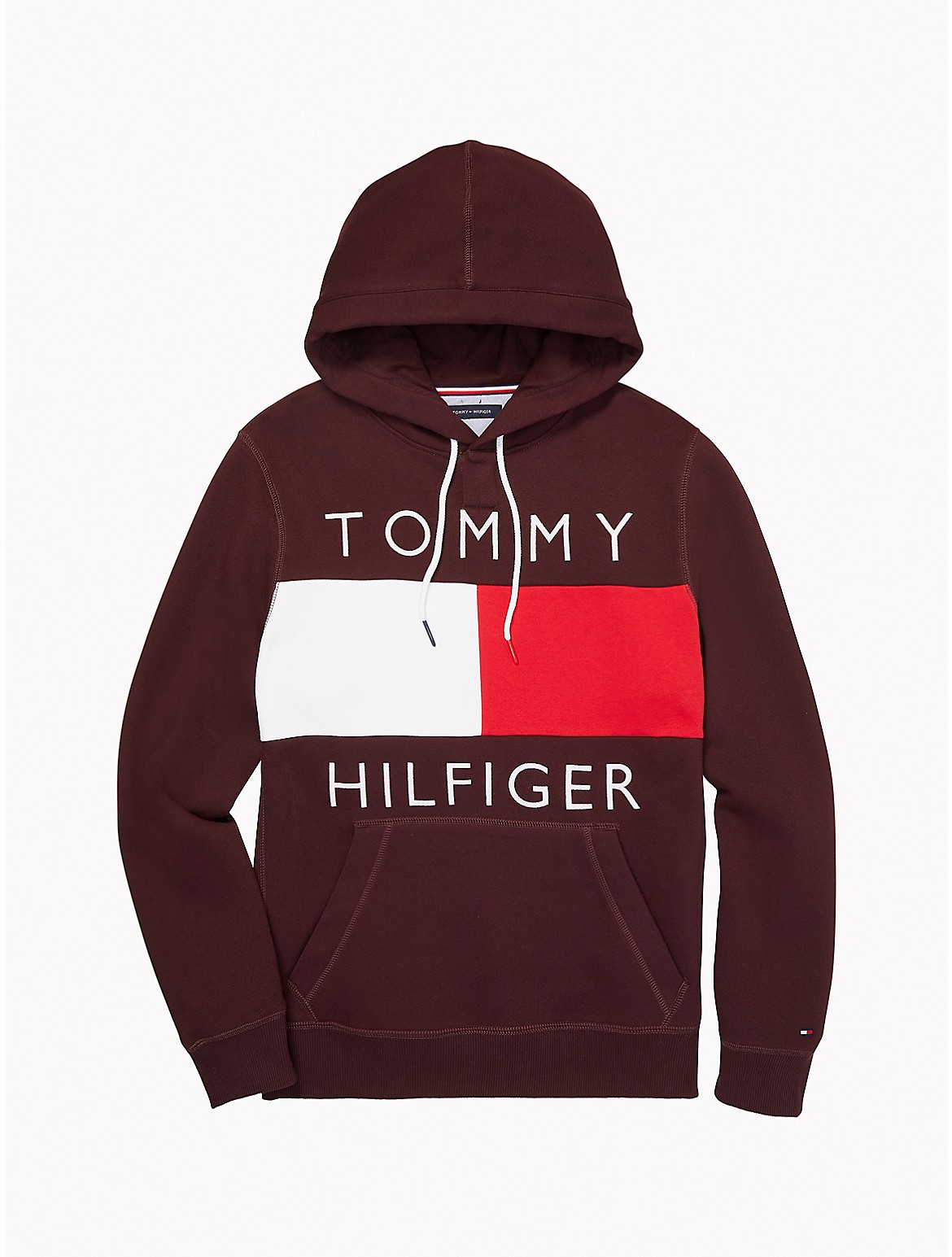Tommy Hilfiger Logo Hoodie In Dark Cabernet