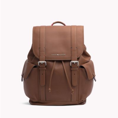 tommy hilfiger men's leather backpack