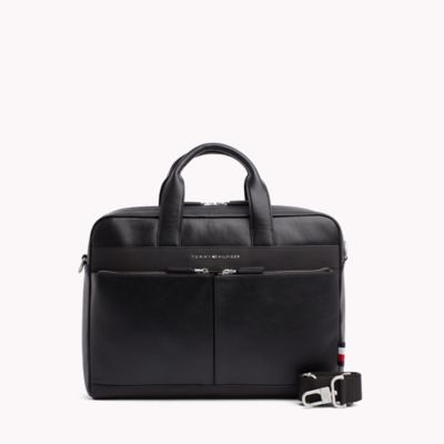 tommy hilfiger leather briefcase