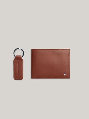 Sold Brown leather men wallet and keychain gift