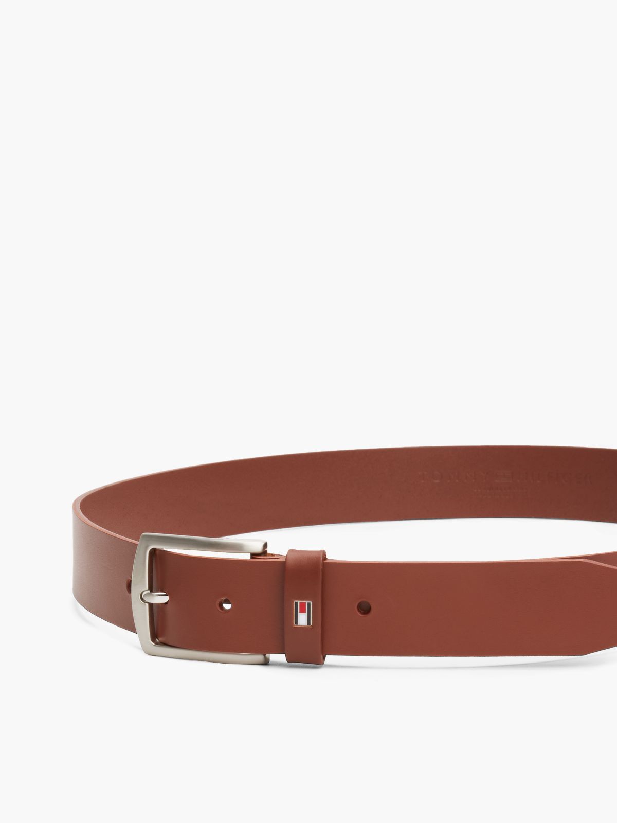 Flag Loop Leather Belt — Dark Tan